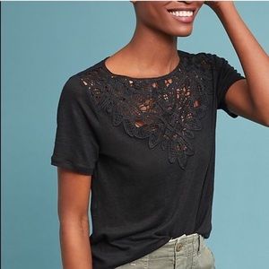 Anthro James Coviello 100% Linen Black Top